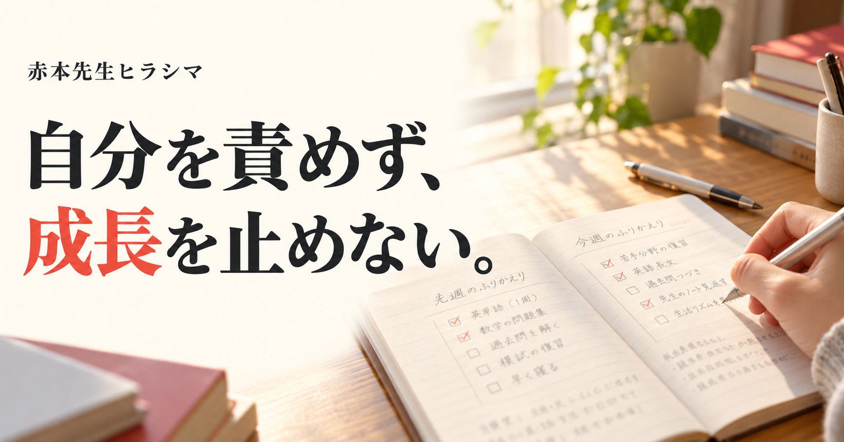自分を責めず、成長を止めない。勉強ノートで先週と今週を振り返る手元